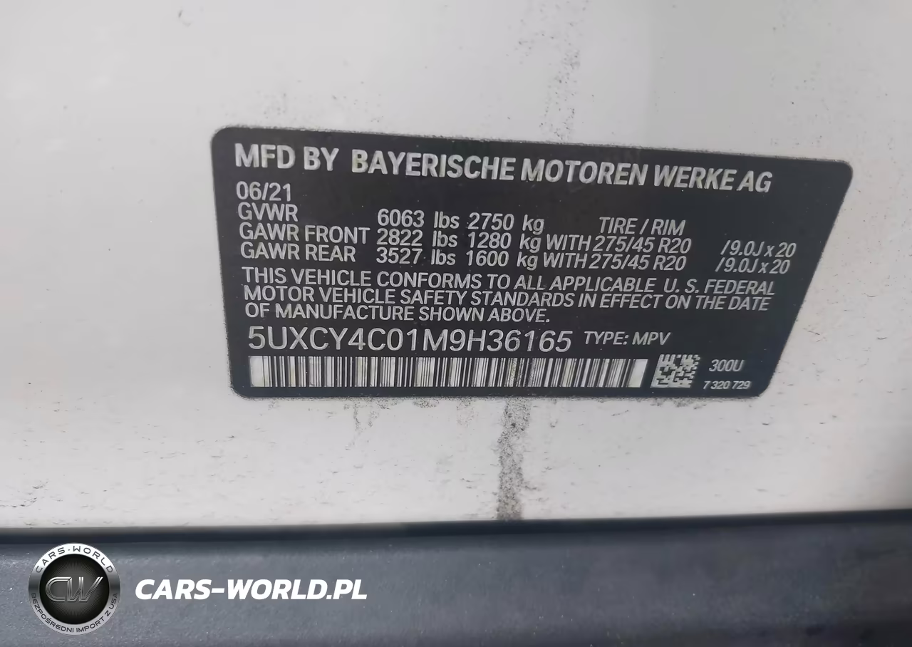 2021 BMW X6 Sdrive40I VIN:5UXCY4C01M9H36165 - 9