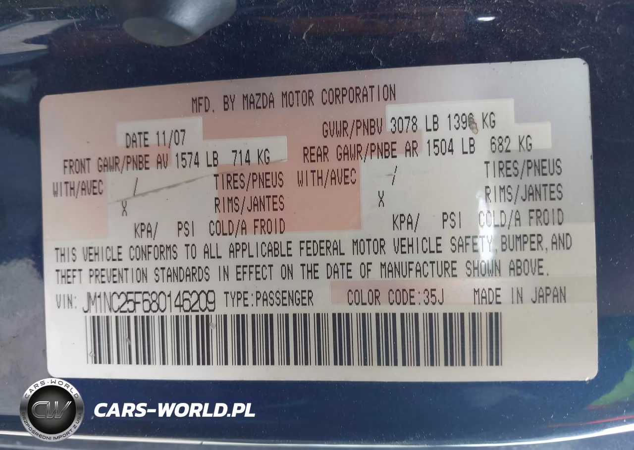 2008 Mazda Mx-5 Sport VIN:JM1NC25F680146209 - 9