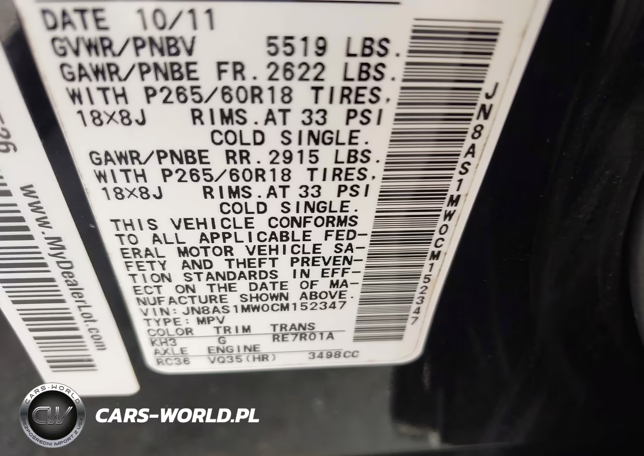2012 Infiniti Fx35 VIN:JN8AS1MW0CM152347 - 9