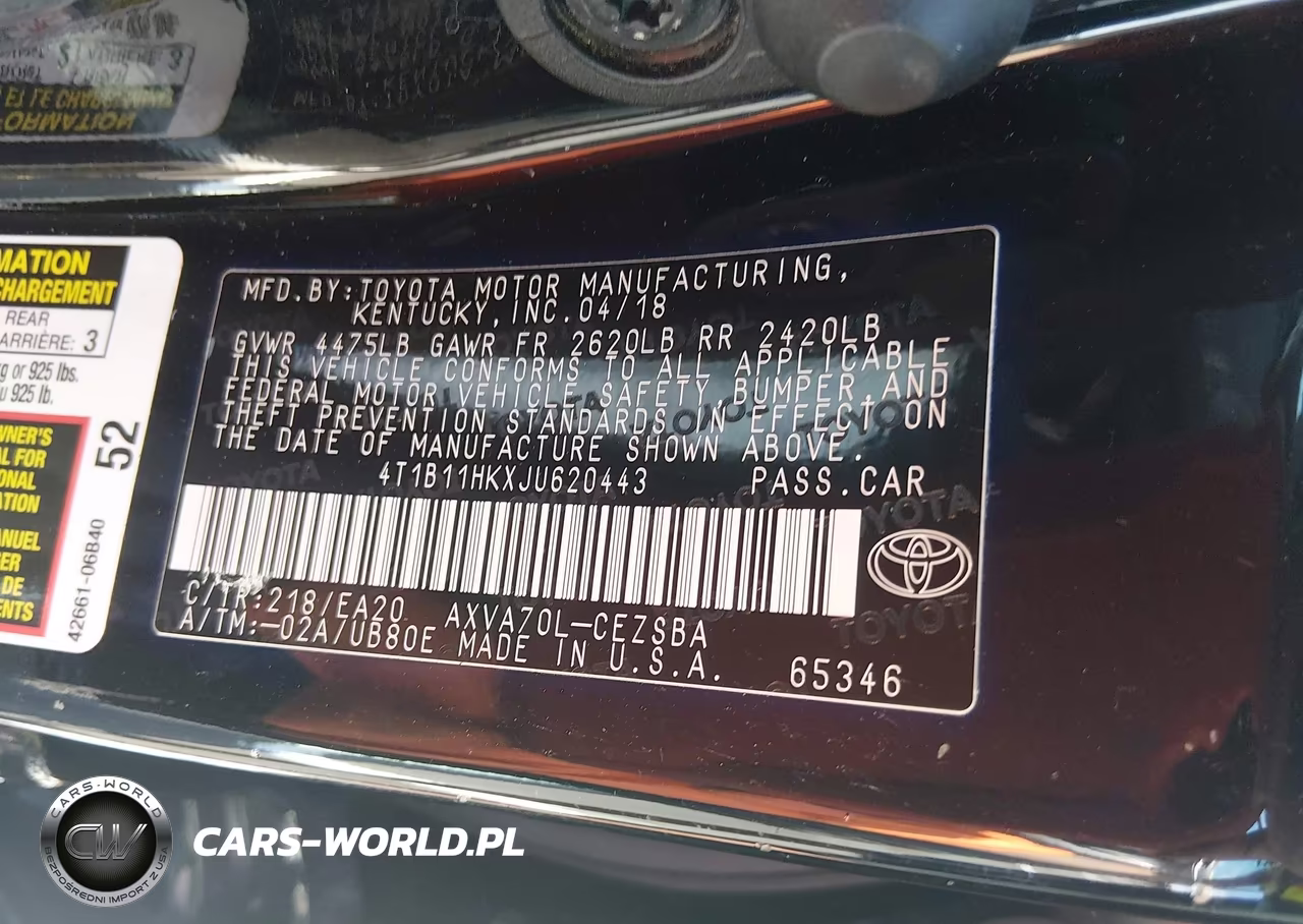 2018 Toyota Camry Se VIN:4T1B11HKXJU620443 - 9