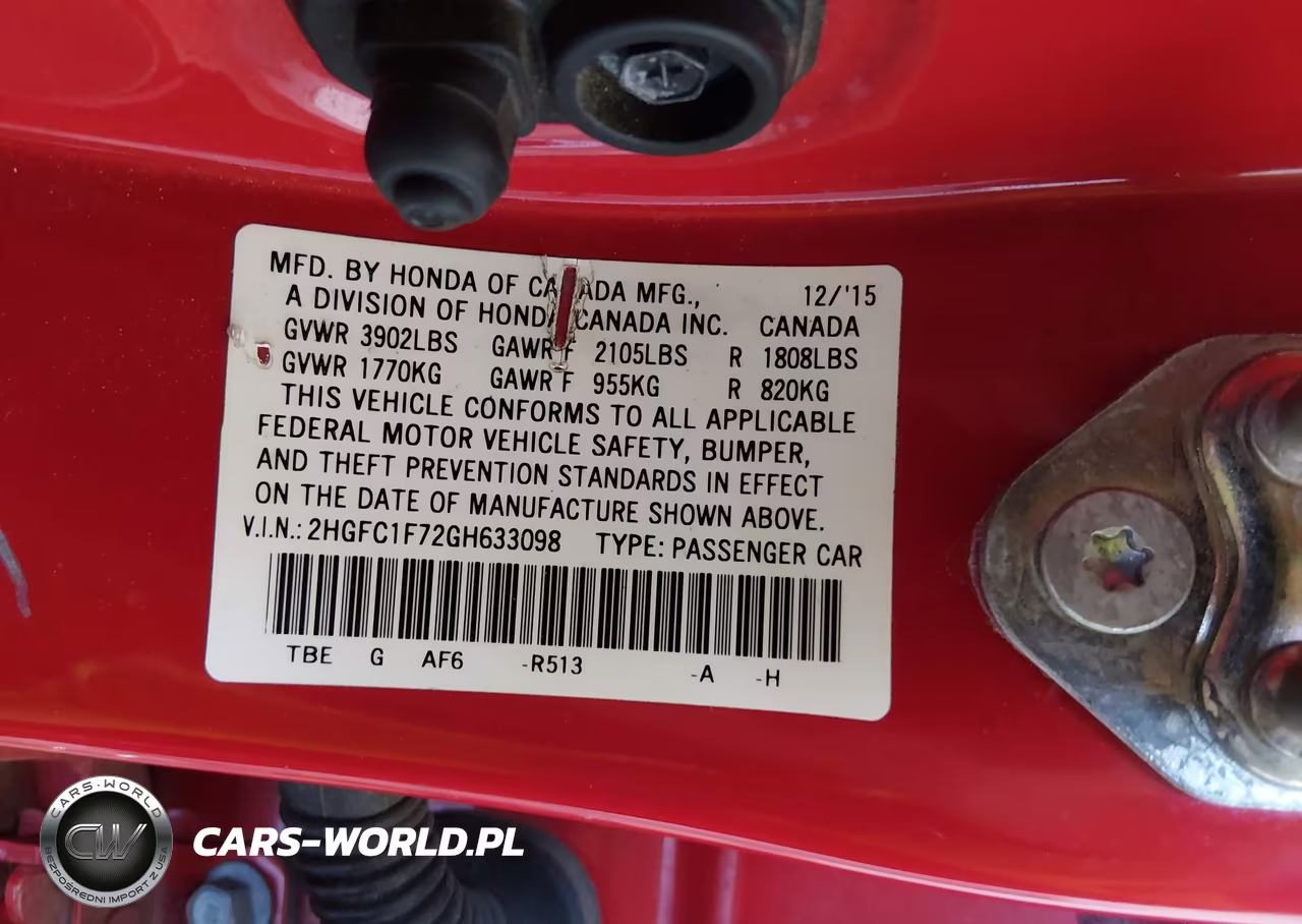 2016 Honda Civic Exl VIN:2HGFC1F72GH633098 - 9