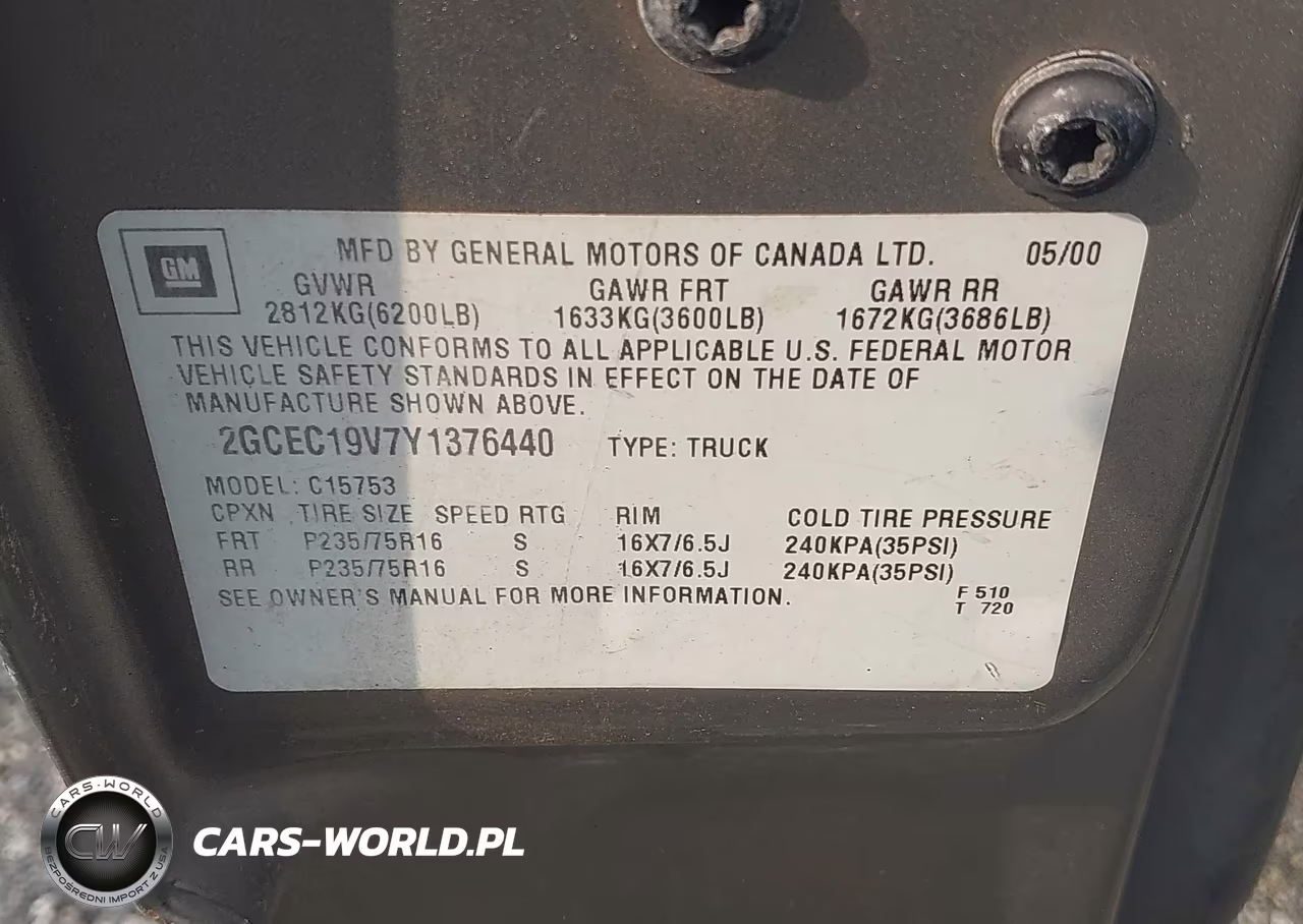 2000 Chevrolet Silverado 1500 VIN:2GCEC19V7Y1376440 - 9