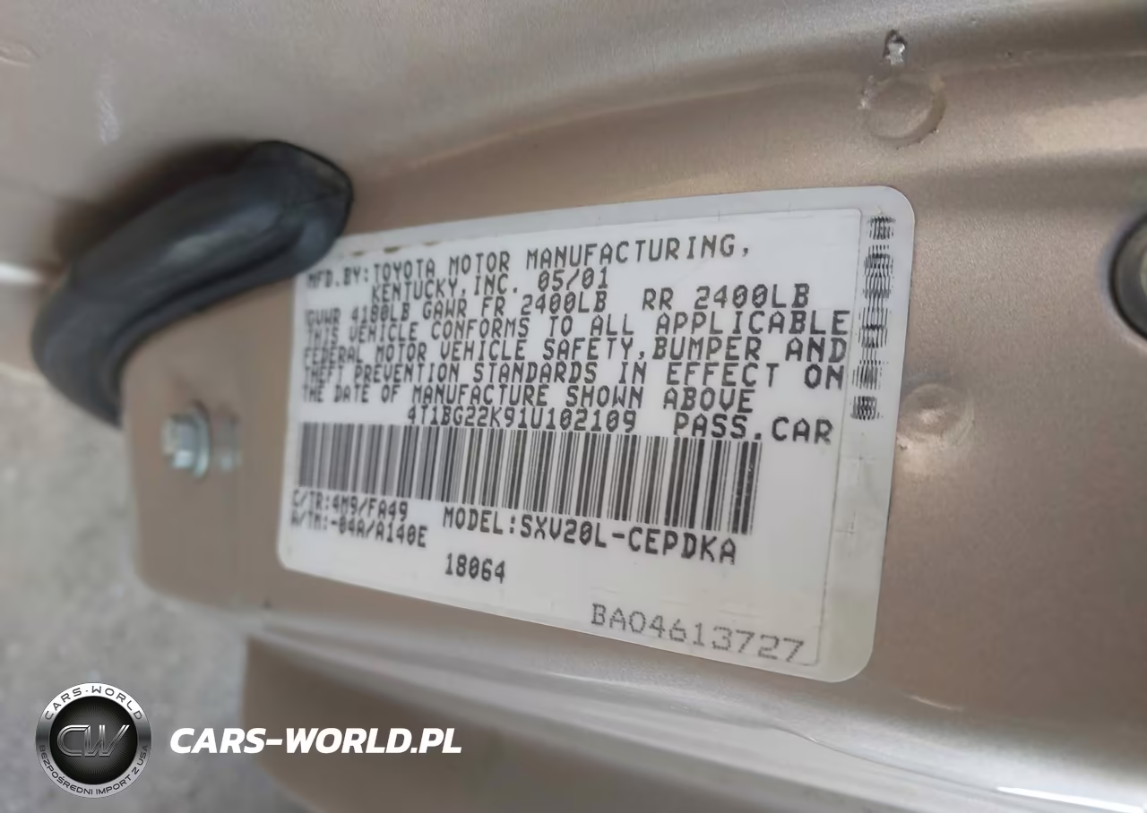 2001 Toyota Camry Ce VIN:4T1BG22K91U102109 - 9