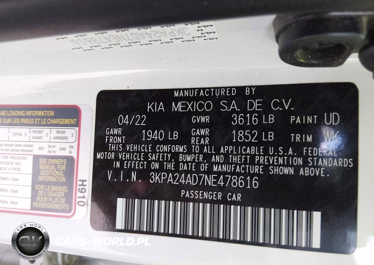 2022 Kia Rio S VIN:3KPA24AD7NE478616 - 9