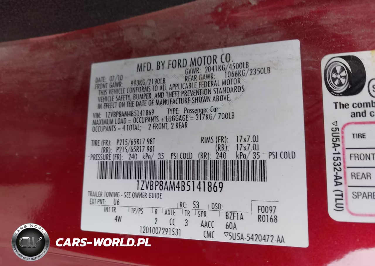2011 Ford Mustang V6 Premium VIN:1ZVBP8AM4B5141869 - 9