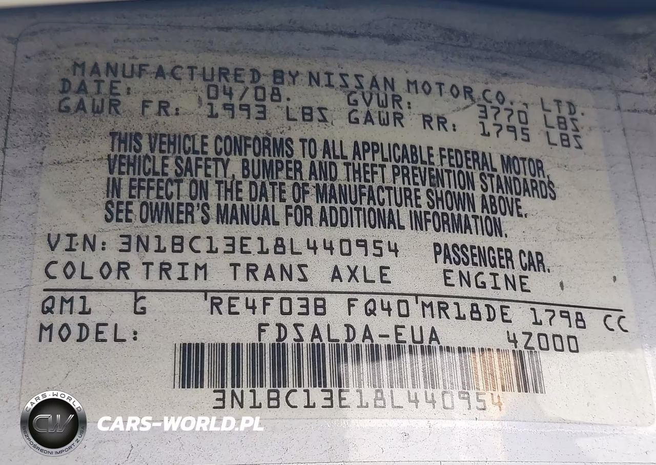 2008 Nissan Versa 1.8S VIN:3N1BC13E18L440954 - 9