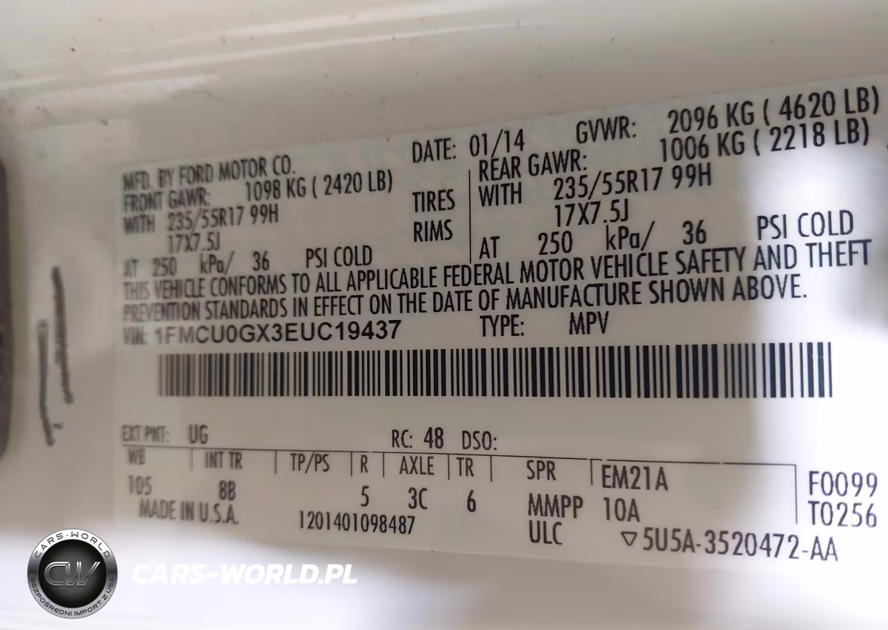 2014 Ford Escape Se VIN:1FMCU0GX3EUC19437 - 9