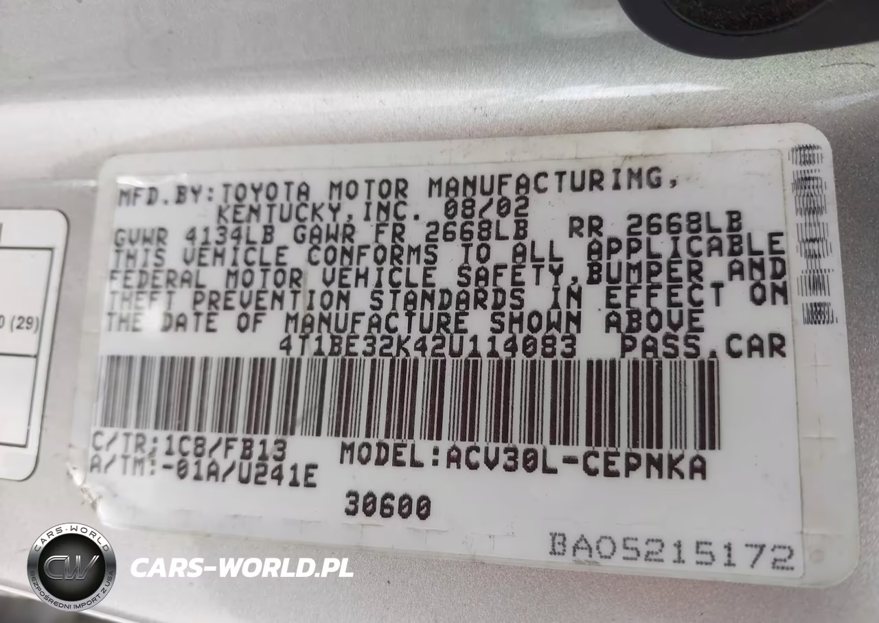 2002 Toyota Camry Le VIN:4T1BE32K42U114083 - 9