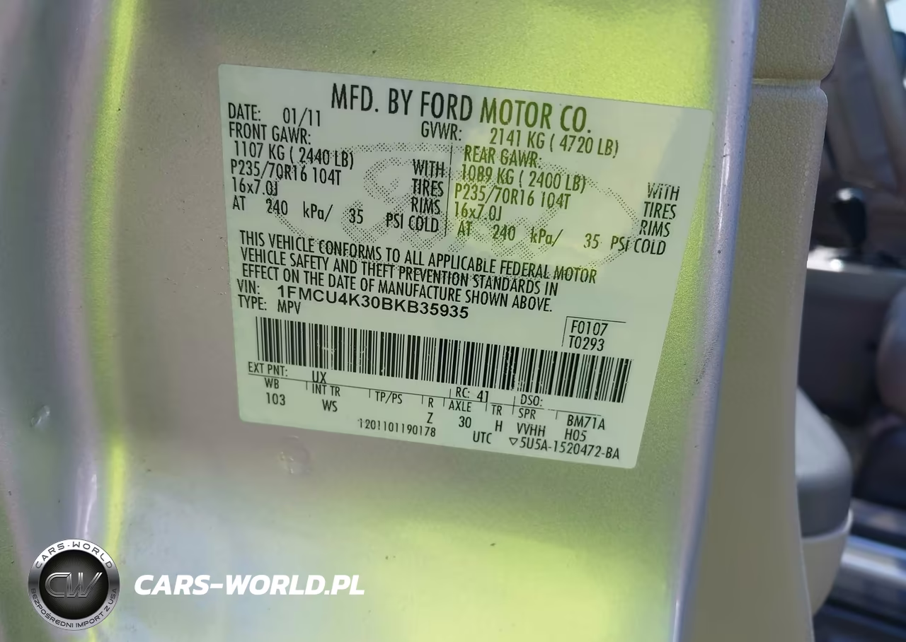 2011 Ford Escape Hybrid VIN:1FMCU4K30BKB35935 - 9