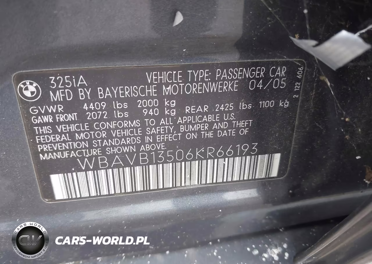2006 BMW 325I VIN:WBAVB13506KR66193 - 9