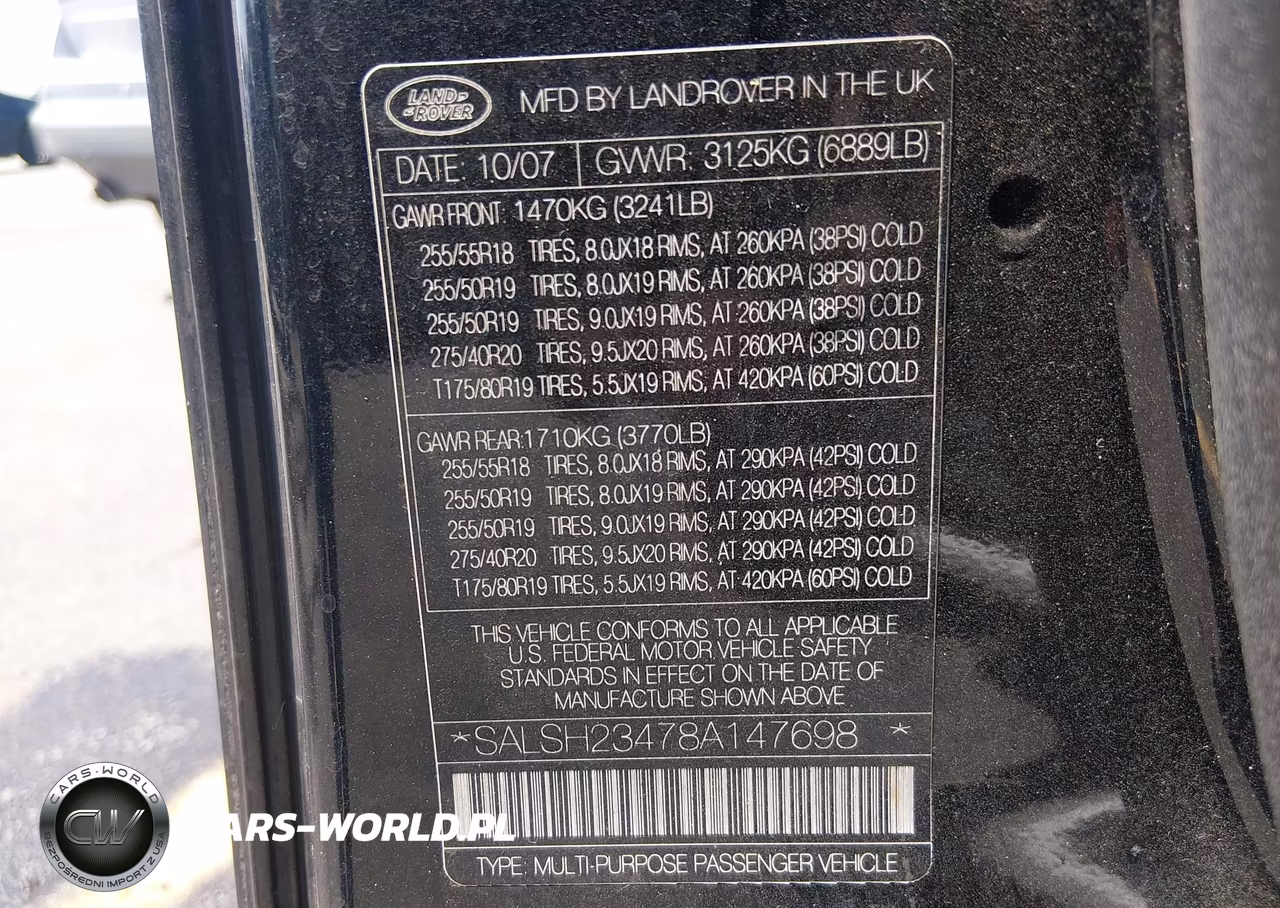 2008 Land Rover Range Rover Sport Supercharged VIN:SALSH23478A147698 - 9