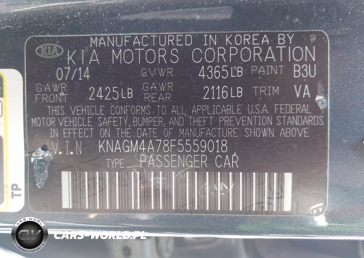 2015 Kia Optima Lx VIN:KNAGM4A78F5559018 - 9