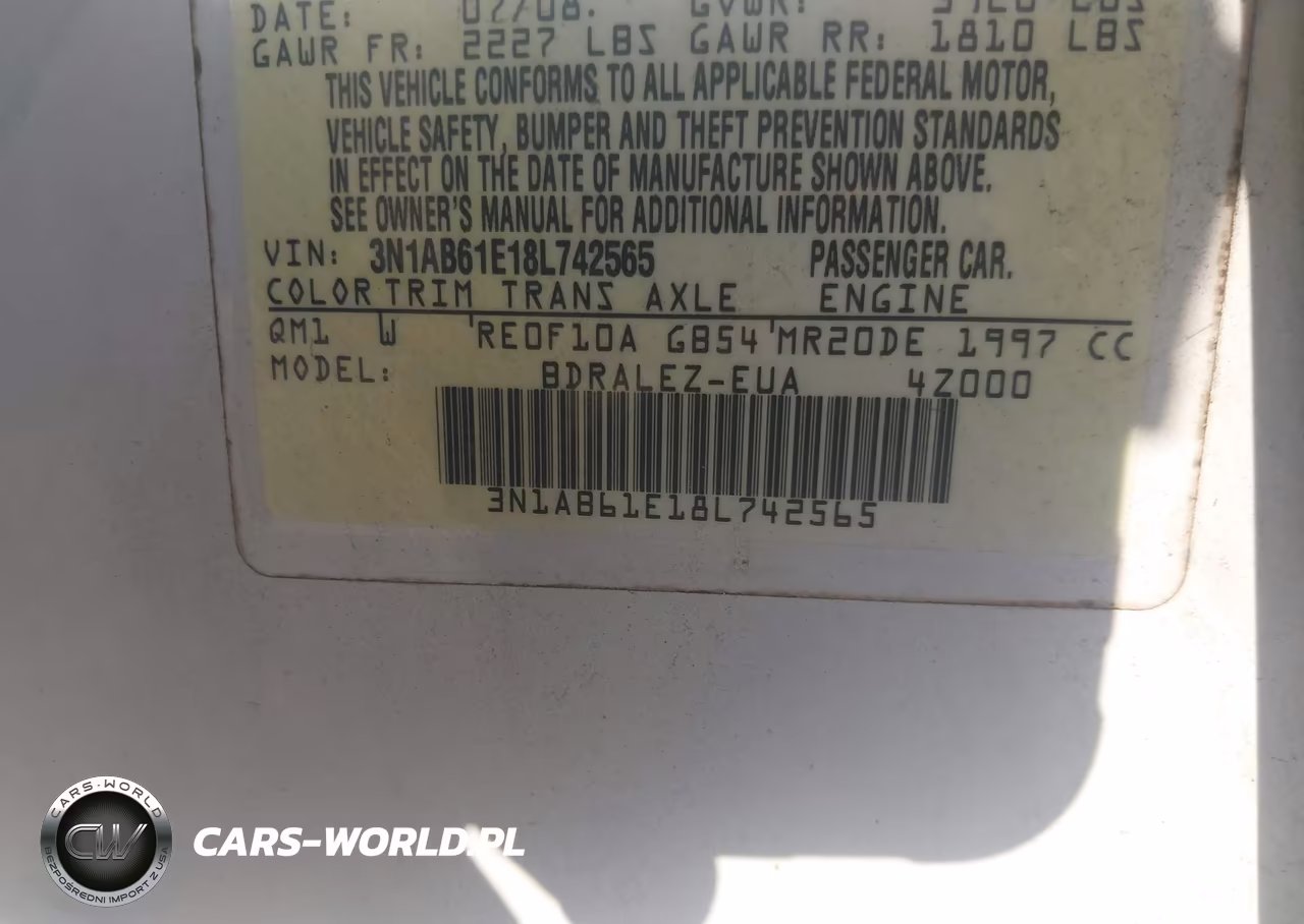 2008 Nissan Sentra 2.0 S VIN:3N1AB61E18L742565 - 9