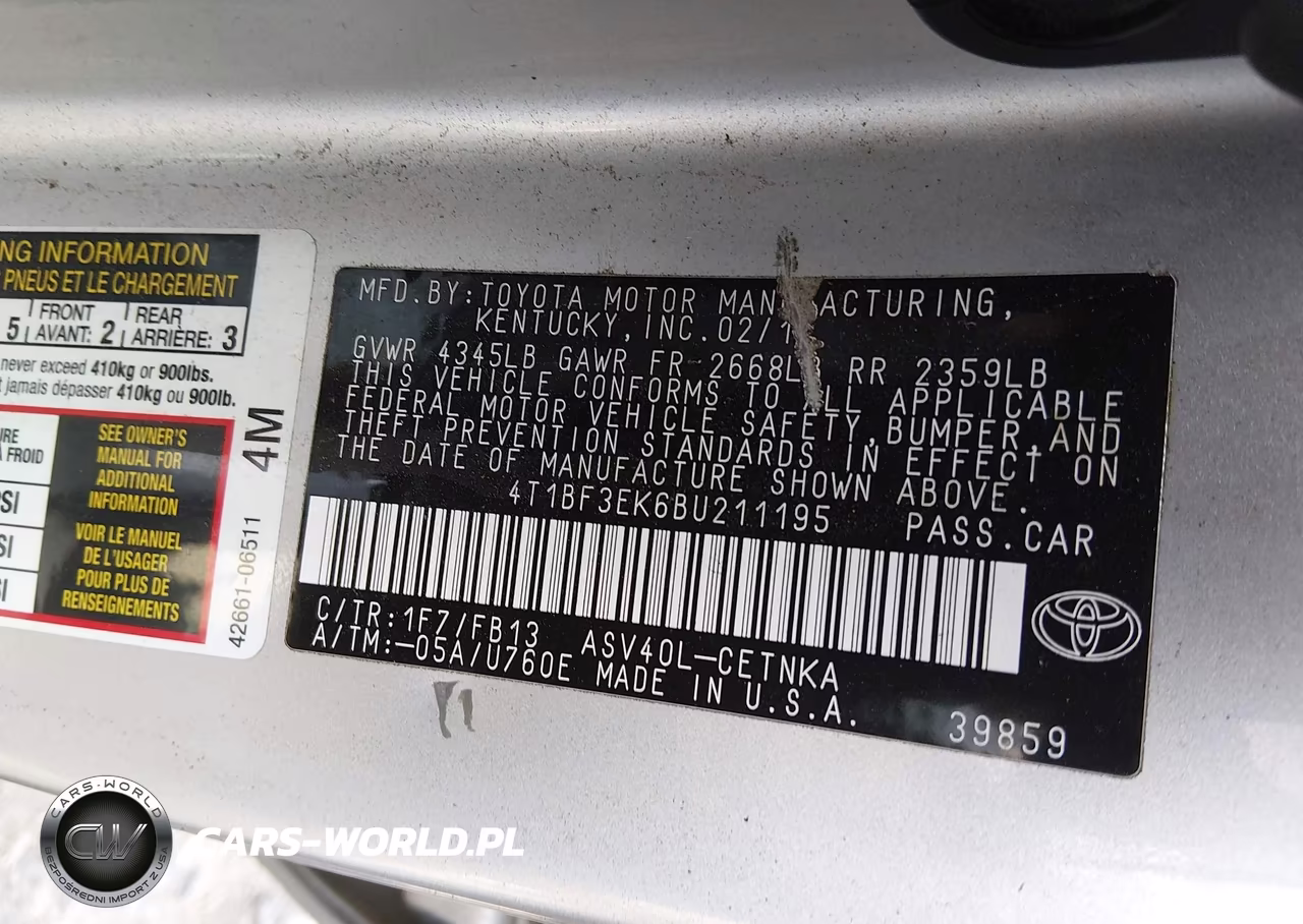 2011 Toyota Camry Le VIN:4T1BF3EK6BU211195 - 9