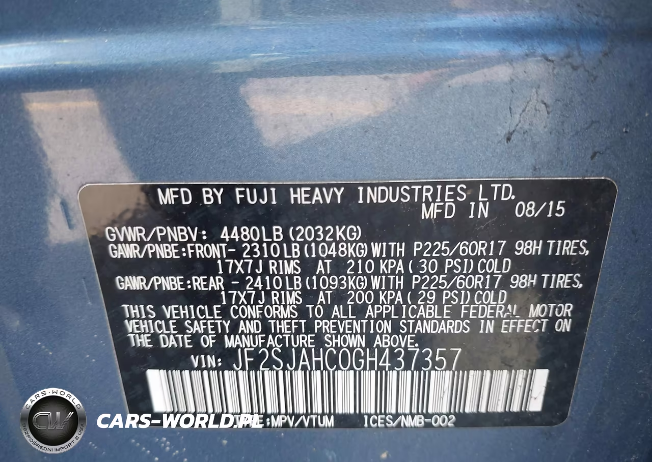 2016 Subaru Forester 2.5I Limited VIN:JF2SJAHC0GH437357 - 9