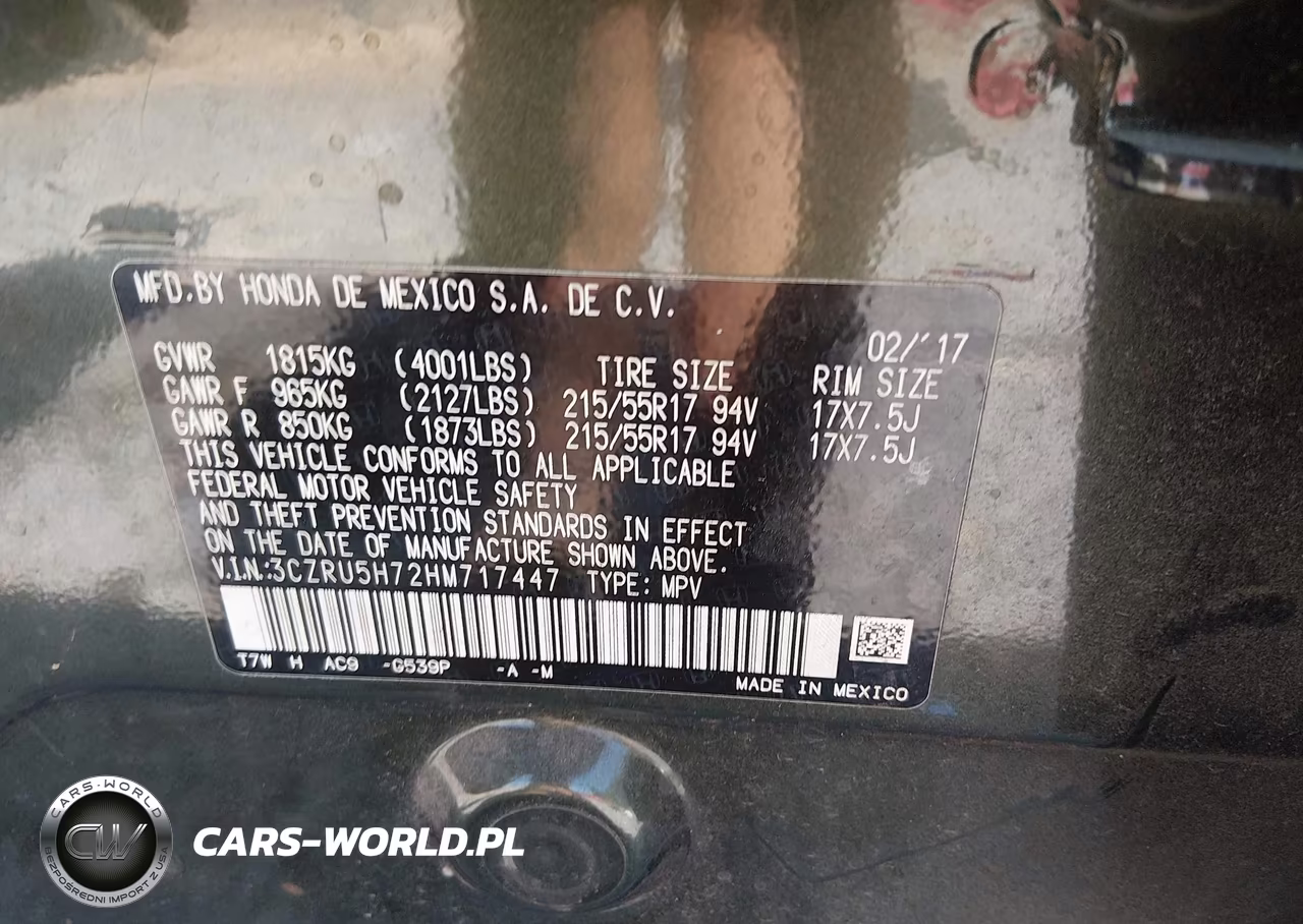 2017 Honda Hr-V Ex-L VIN:3CZRU5H72HM717447 - 9