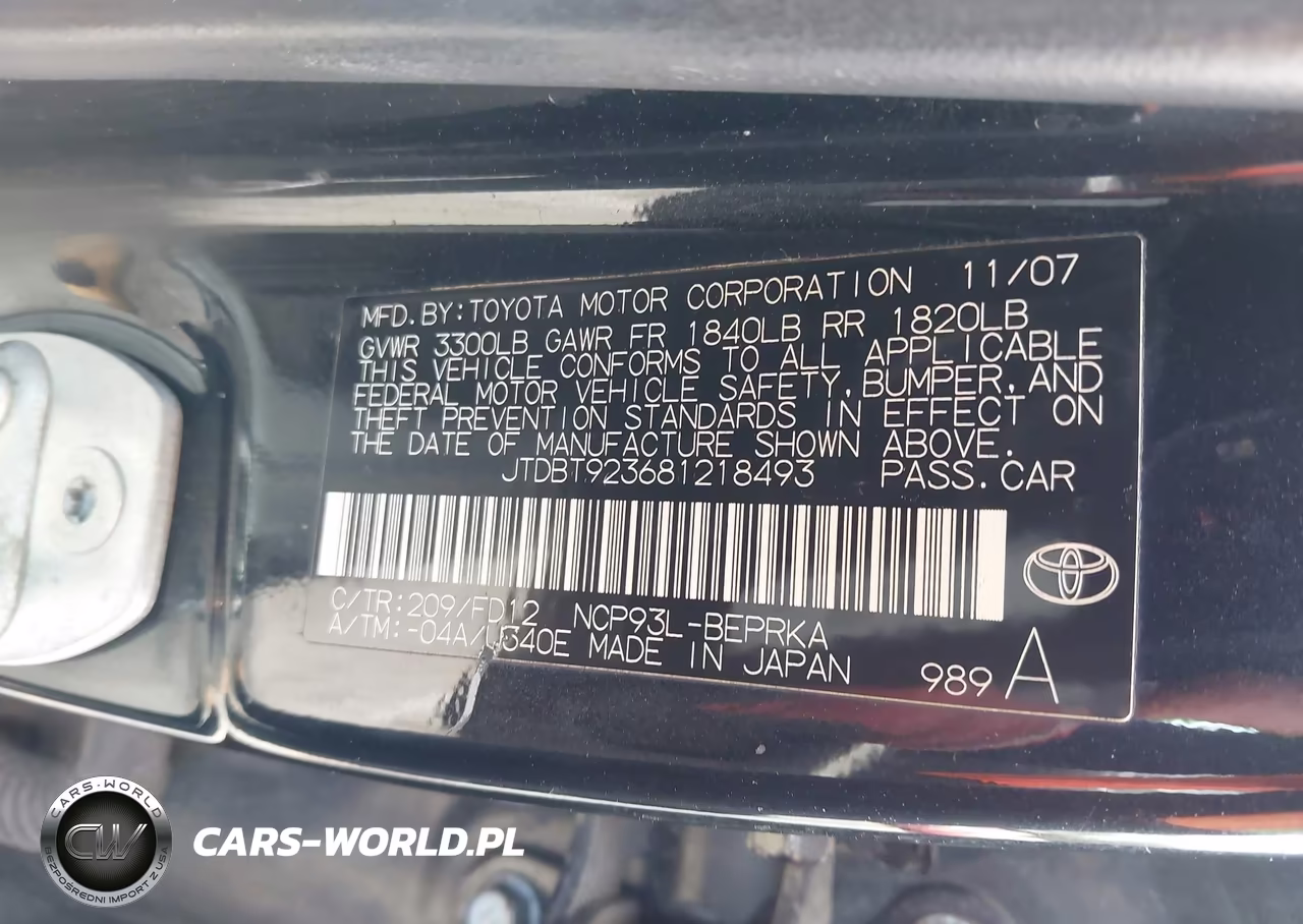 2008 Toyota Yaris S VIN:JTDBT923681218493 - 9