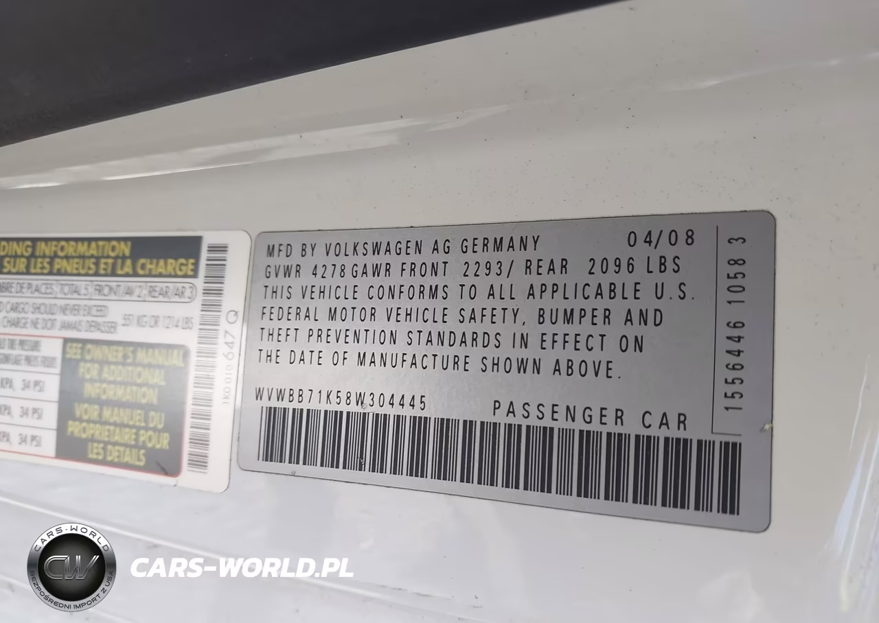 2008 Volkswagen Rabbit S VIN:WVWBB71K58W304445 - 9