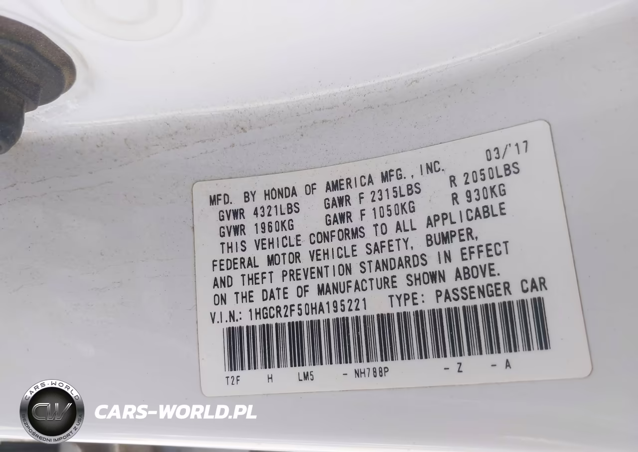 2017 Honda Accord Sport VIN:1HGCR2F50HA195221 - 9