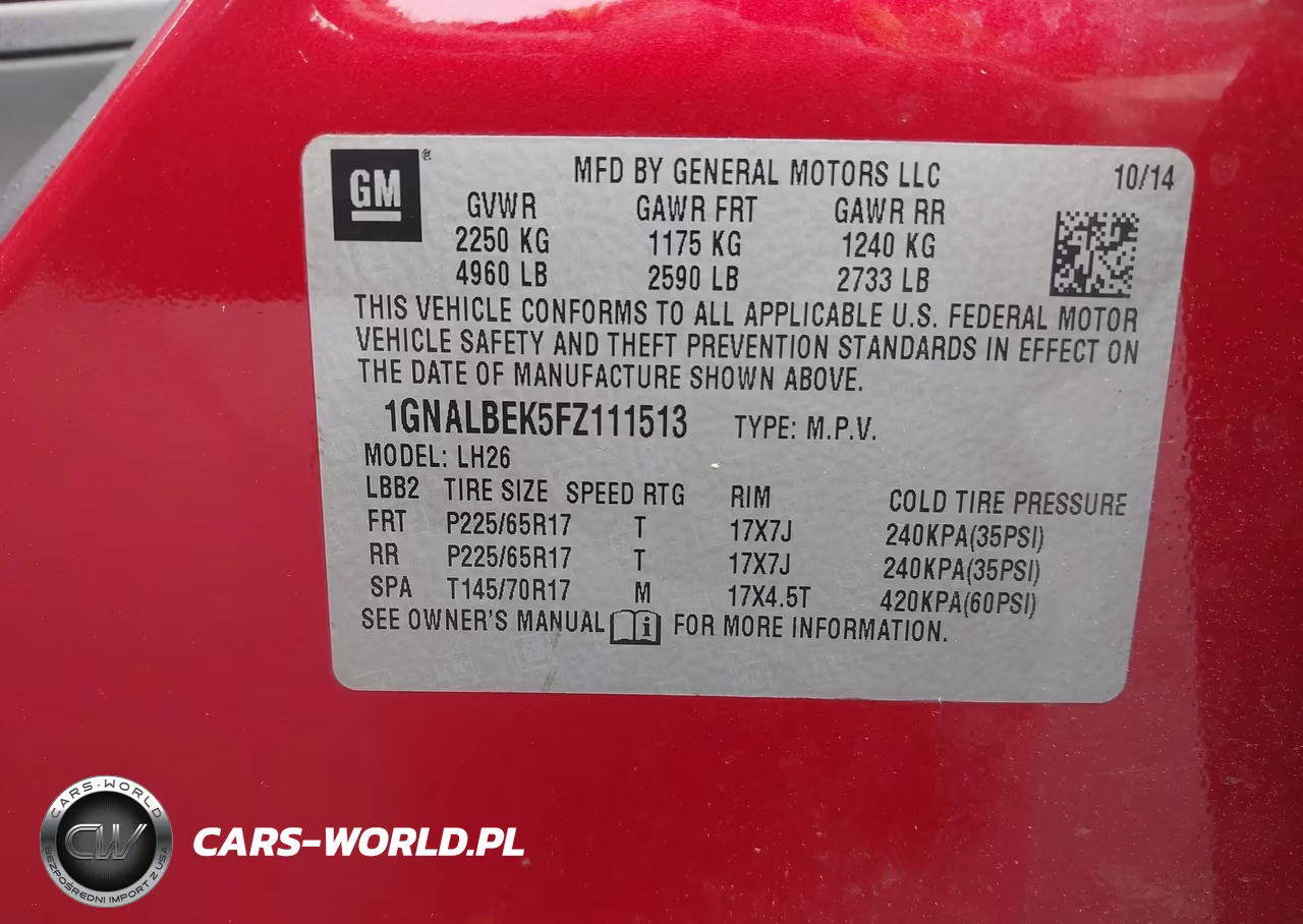 2015 Chevrolet Equinox Lt VIN:1GNALBEK5FZ111513 - 9