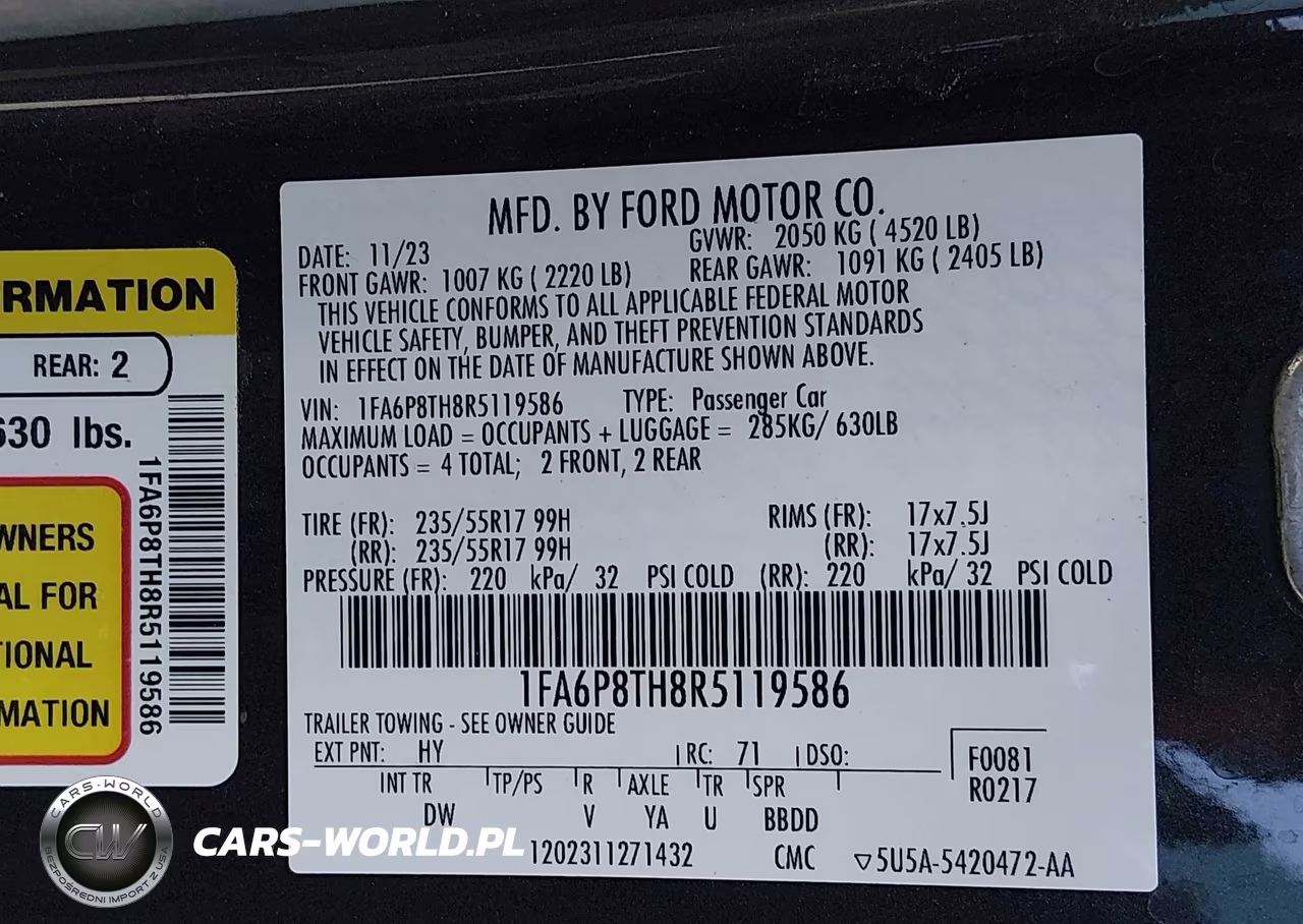2024 Ford Mustang Ecoboost Fastback VIN:1FA6P8TH8R5119586 - 9