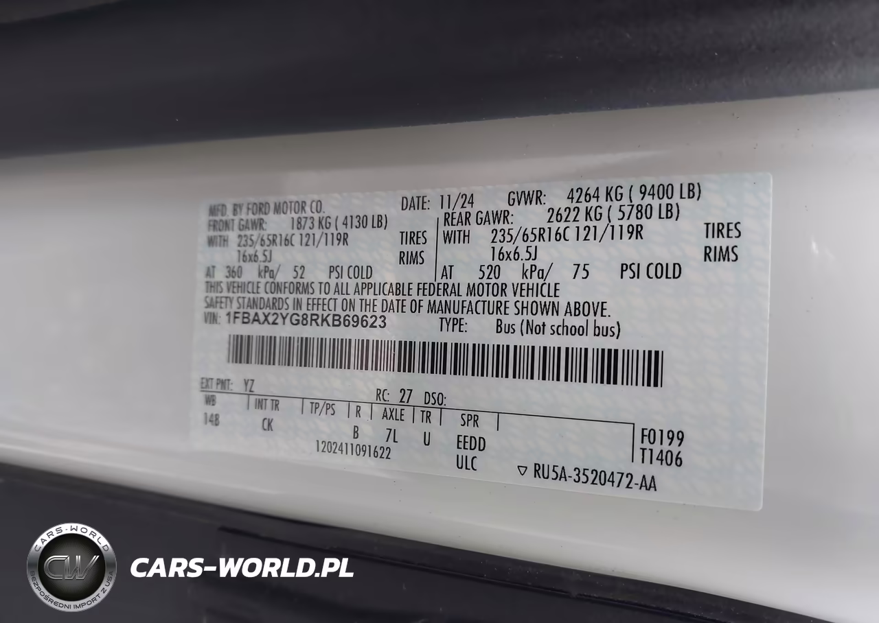 2024 Ford Transit-350 Passenger Van Xlt VIN:1FBAX2YG8RKB69623 - 9