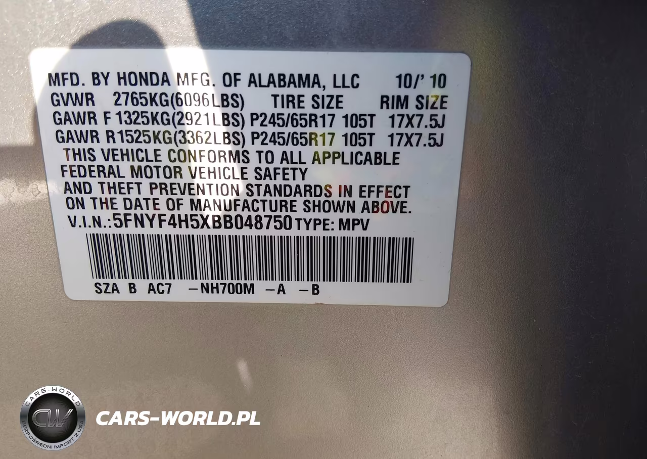 2011 Honda Pilot Ex-L VIN:5FNYF4H5XBB048750 - 9