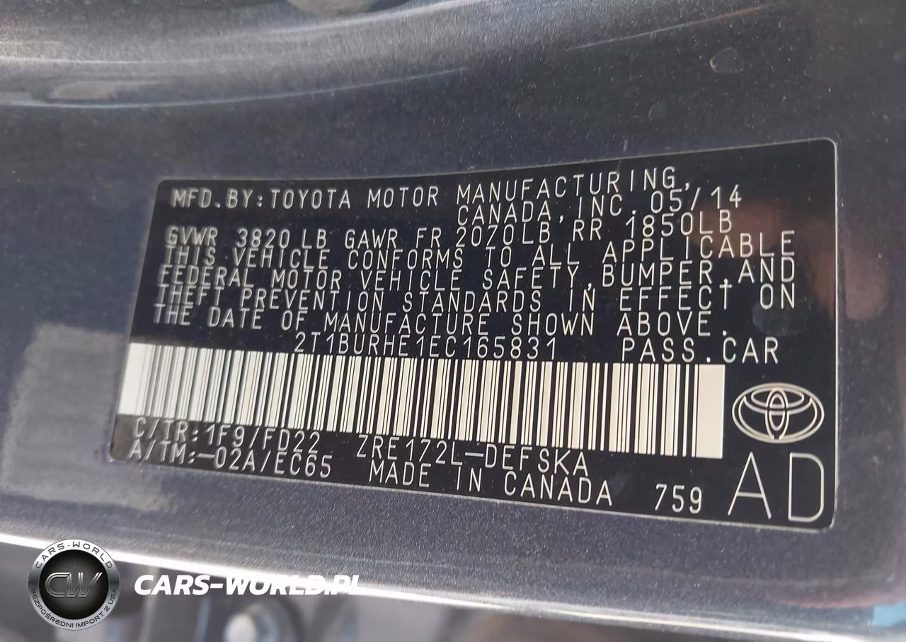 2014 Toyota Corolla S Plus VIN:2T1BURHE1EC165831 - 9