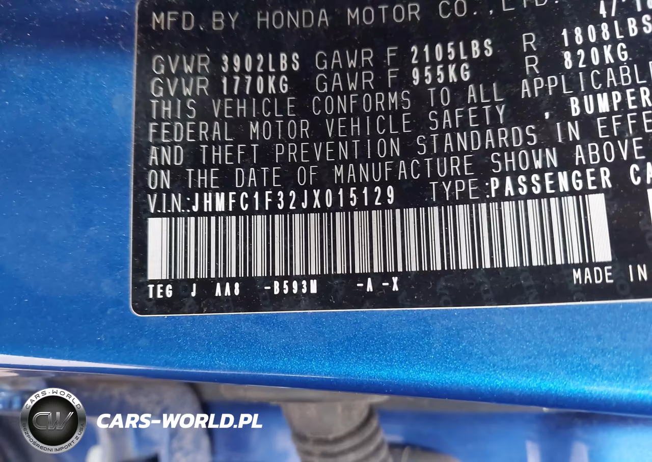 2018 Honda Civic Ex-T VIN:JHMFC1F32JX015129 - 9