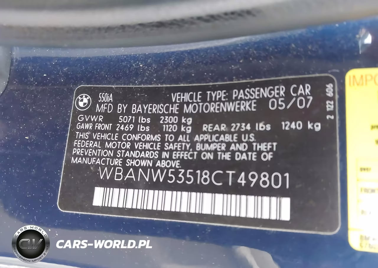 2008 BMW 550I VIN:WBANW53518CT49801 - 9