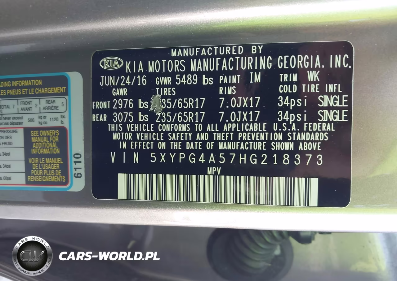 2017 Kia Sorento 3.3L Lx VIN:5XYPG4A57HG218373 - 9
