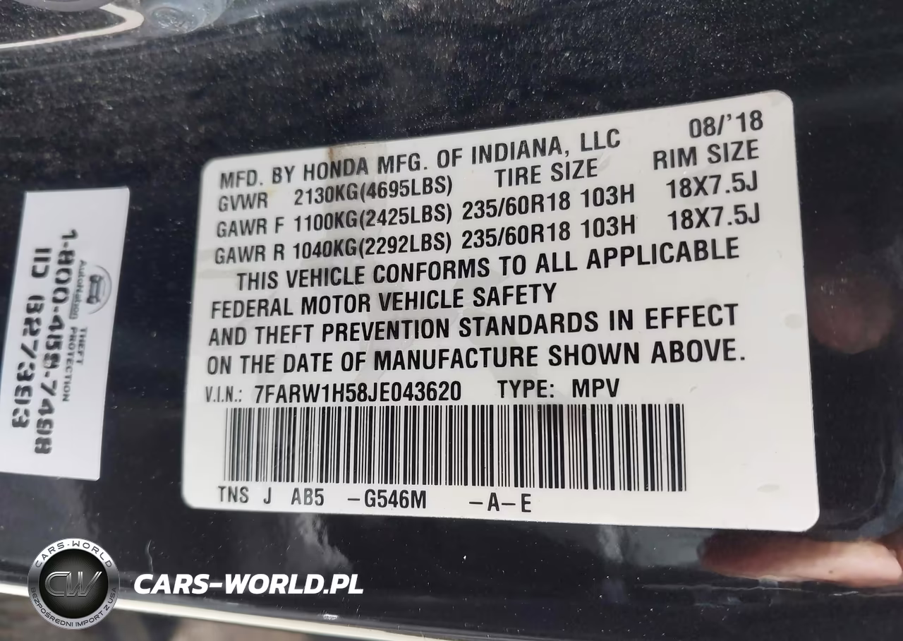 2018 Honda Cr-V Ex VIN:7FARW1H58JE043620 - 9