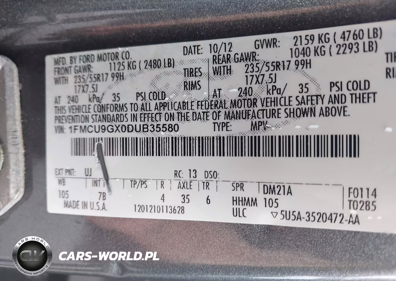 2013 Ford Escape Se VIN:1FMCU9GX0DUB35580 - 9