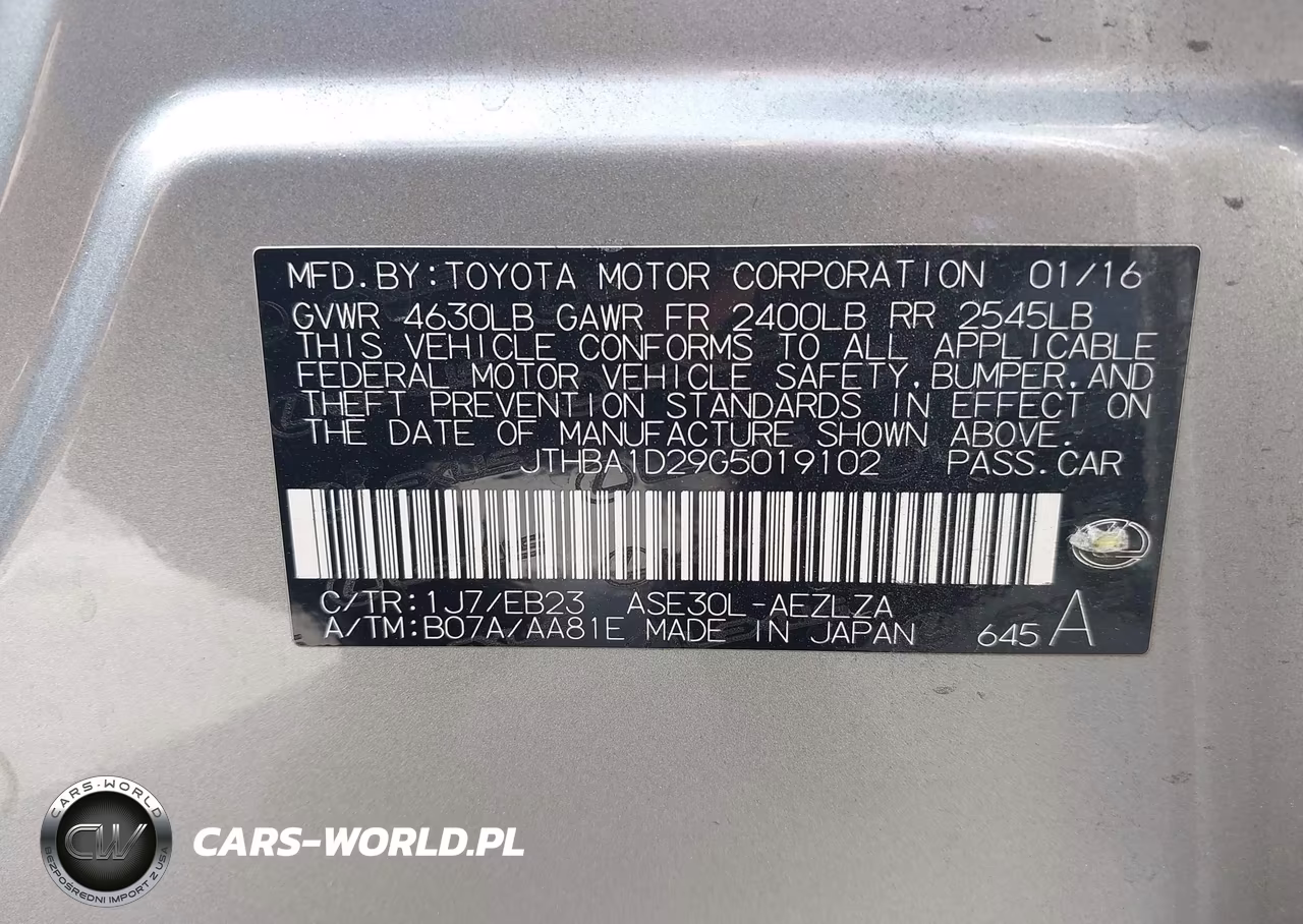 2016 Lexus Is 200T VIN:JTHBA1D29G5019102 - 9