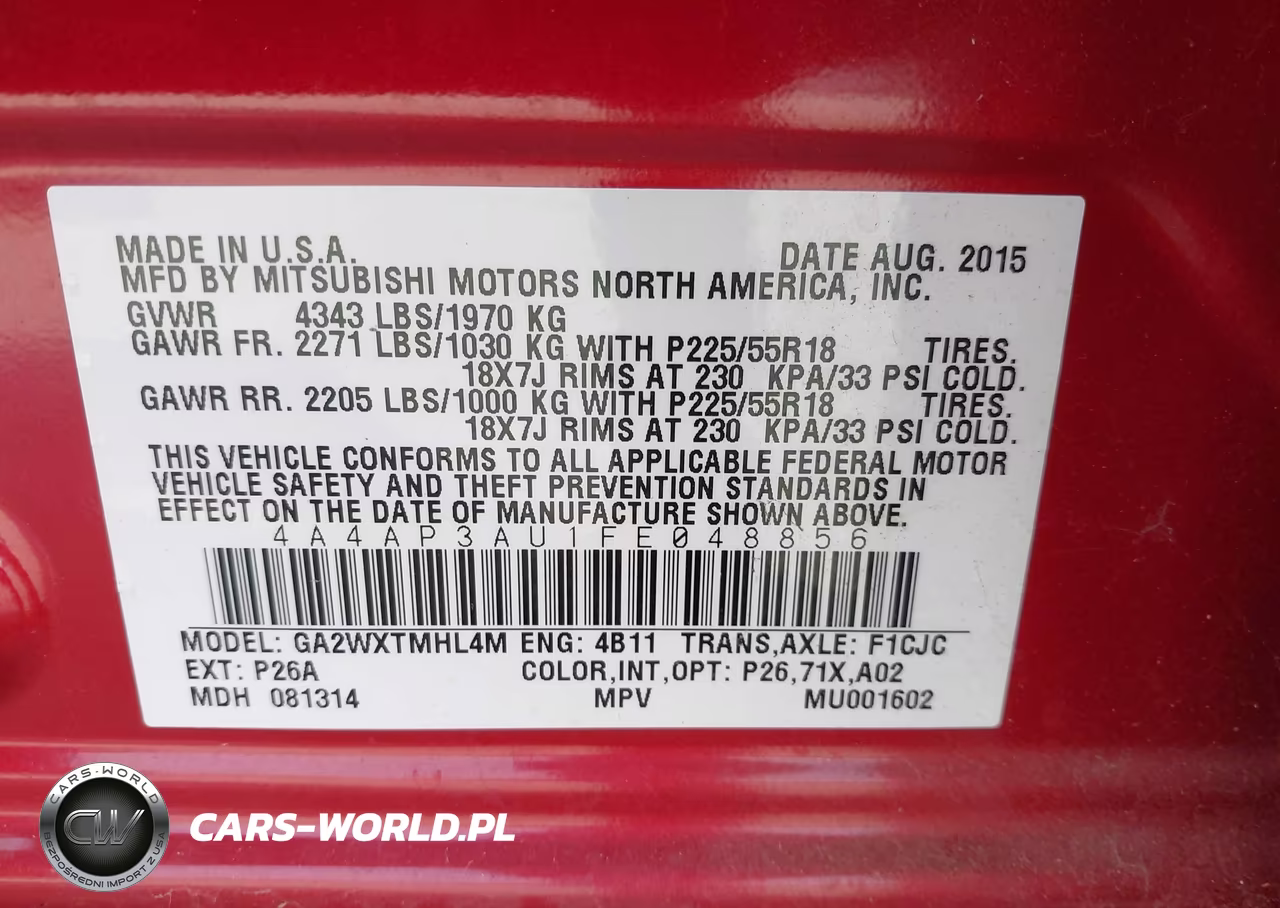 2015 Mitsubishi Outlander Sport Es VIN:4A4AP3AU1FE048856 - 9