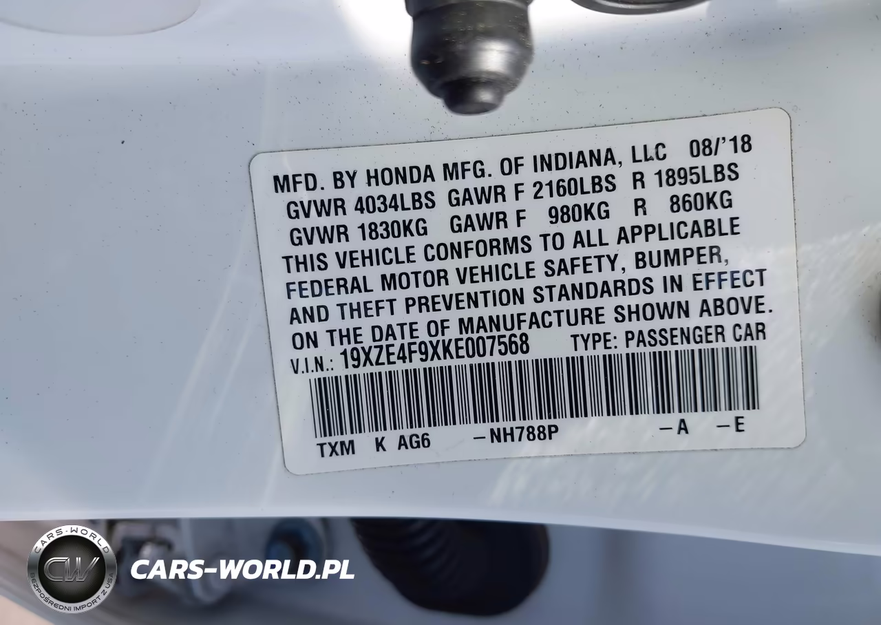 2019 Honda Insight Touring VIN:19XZE4F9XKE007568 - 9