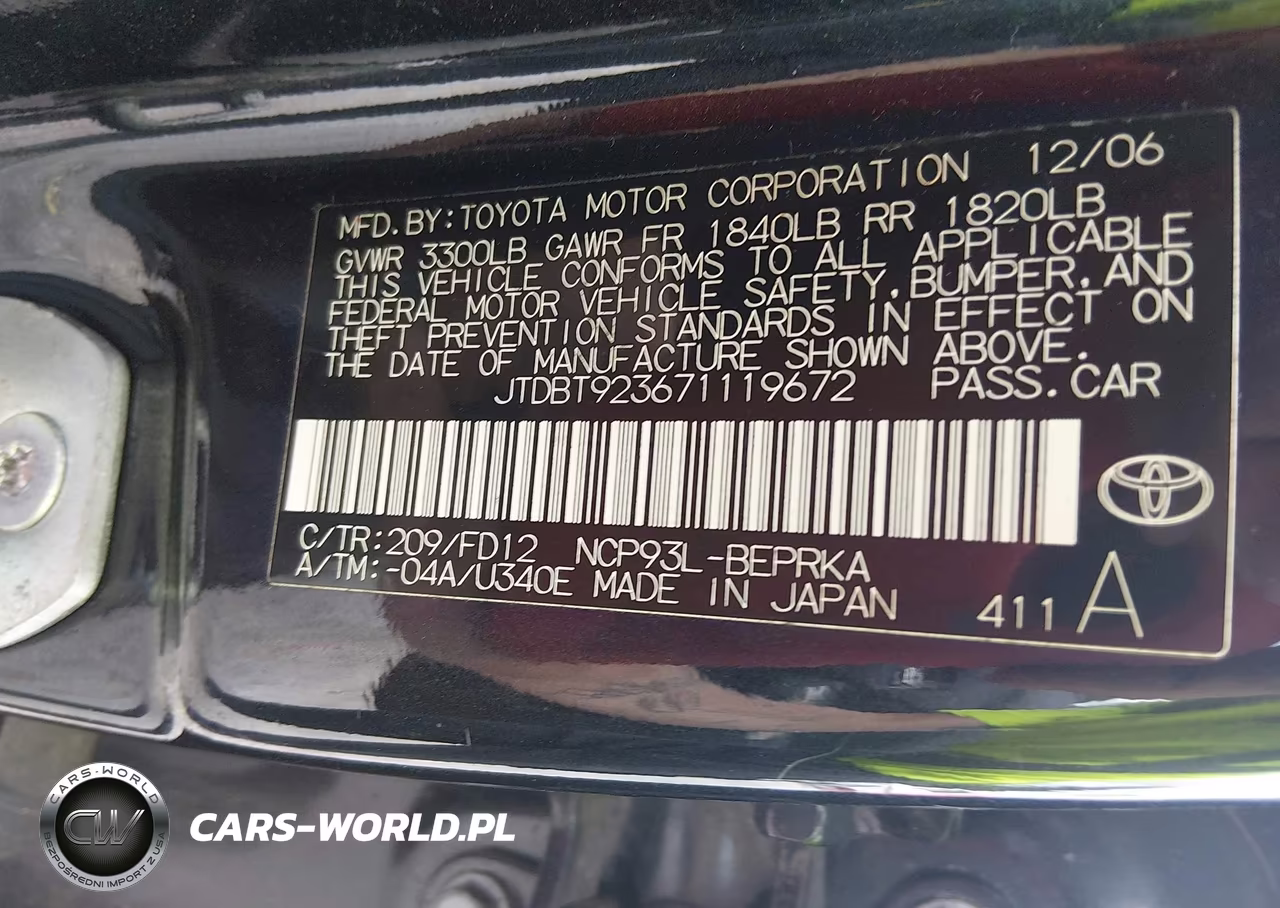 2007 Toyota Yaris VIN:JTDBT923671119672 - 9