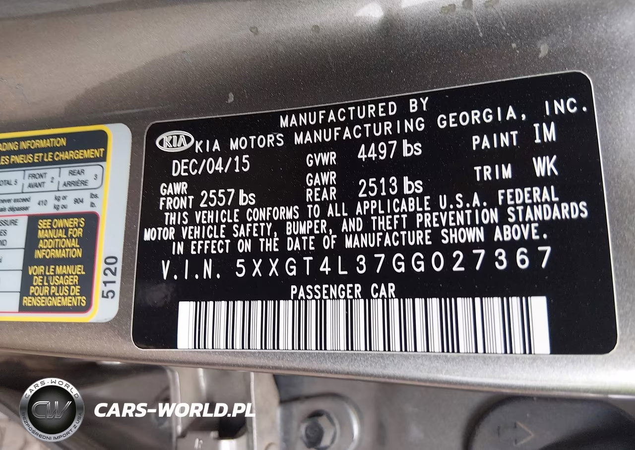 2016 Kia Optima Lx VIN:5XXGT4L37GG027367 - 9