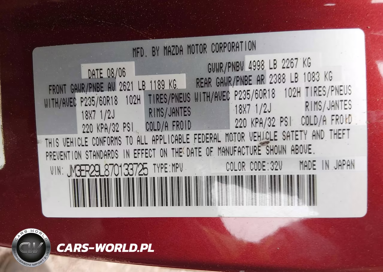 2007 Mazda Cx-7 Touring VIN:JM3ER29L870133725 - 9