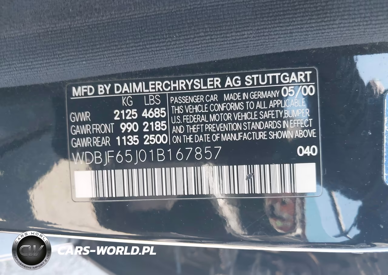 2001 Mercedes-Benz E 320 VIN:WDBJF65J01B167857 - 9