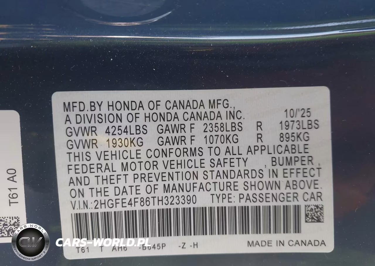 2026 Honda Civic Hybrid Sport-Sport Touring VIN:2HGFE4F86TH323390 - 9