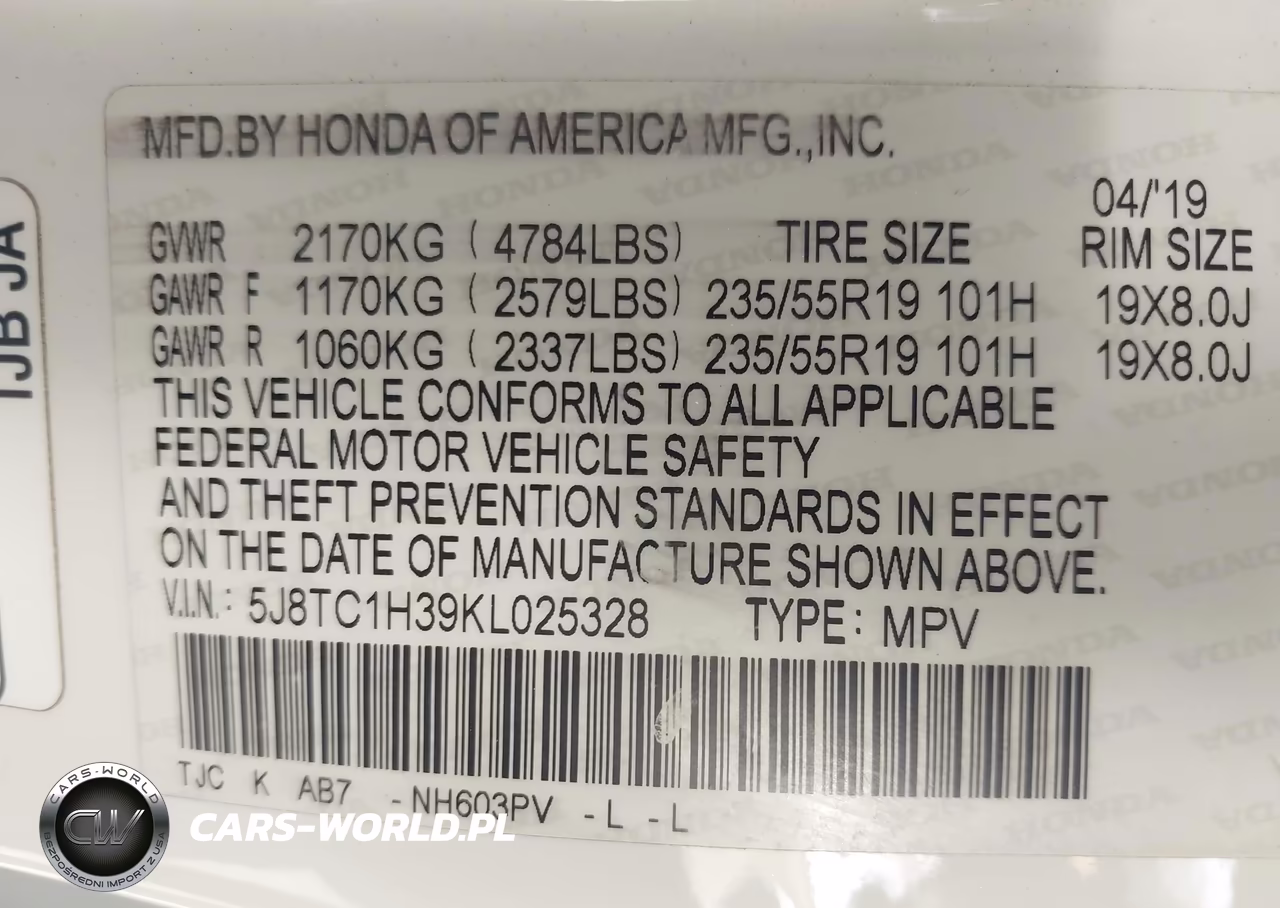 2019 Acura Rdx Standard VIN:5J8TC1H39KL025328 - 9