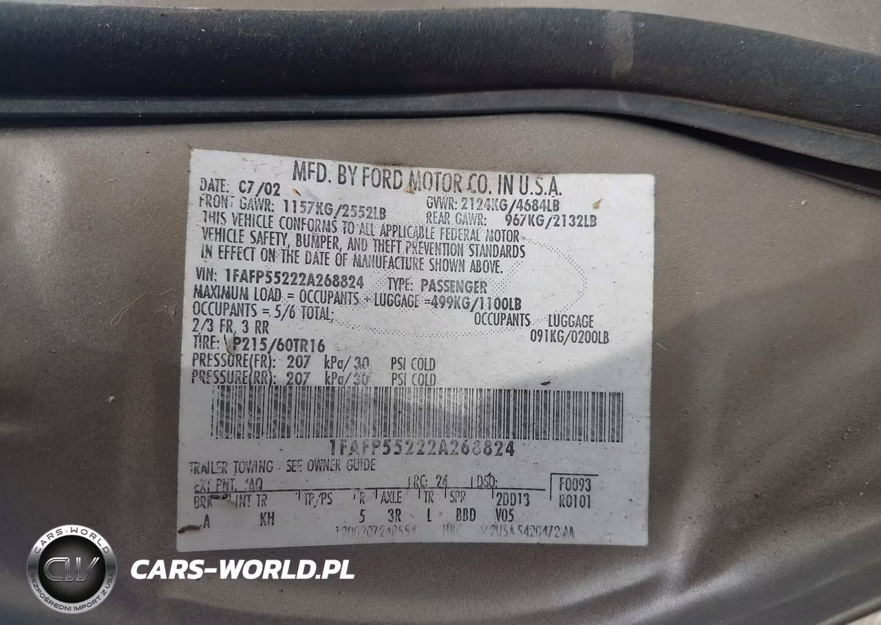 2002 Ford Taurus Ses Standard VIN:1FAFP55222A268824 - 9