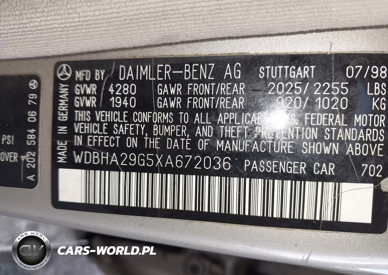 1999 Mercedes-Benz C 280 VIN:WDBHA29G5XA672036 - 9