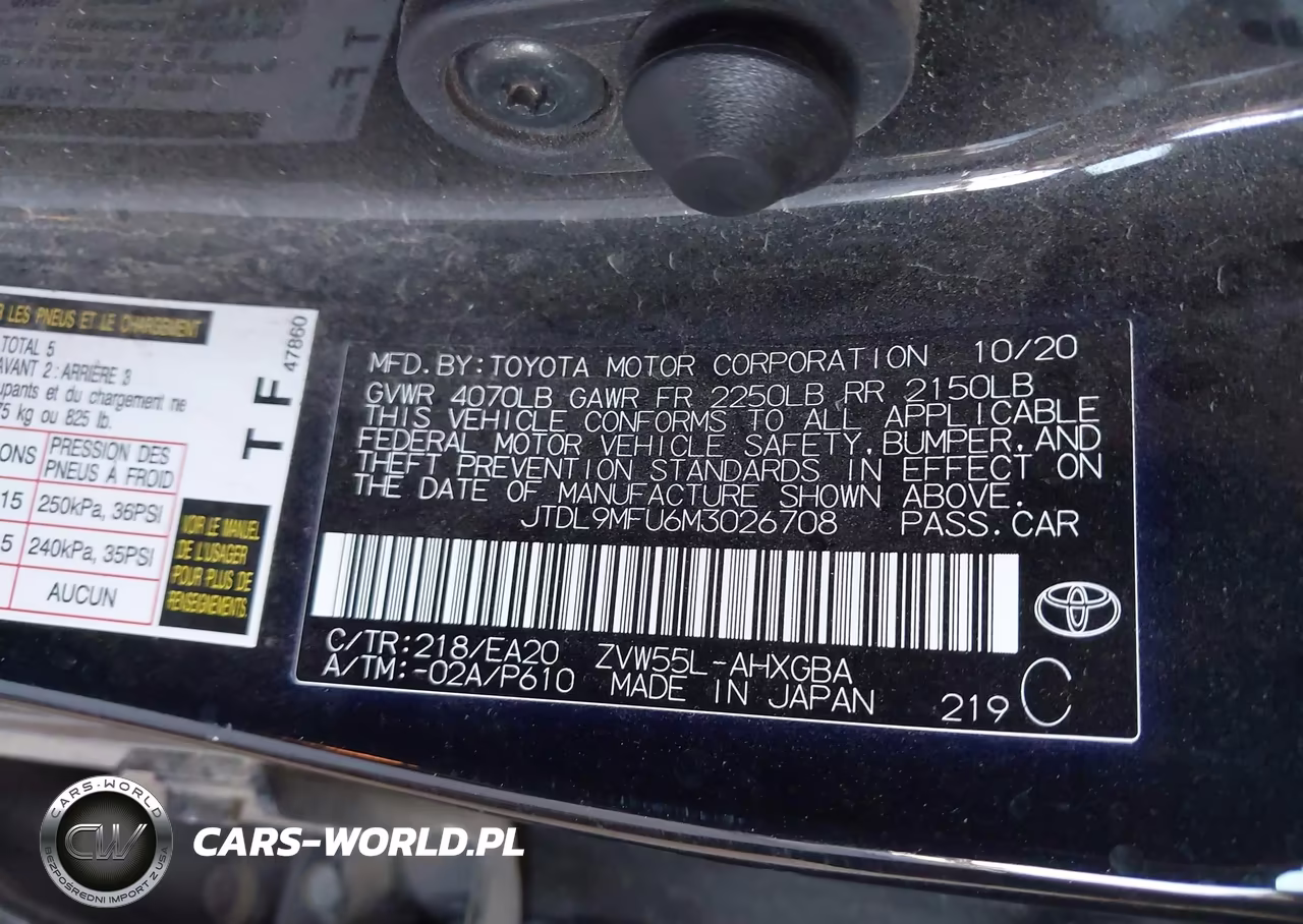 2021 Toyota Prius Xle Awd-E VIN:JTDL9MFU6M3026708 - 9