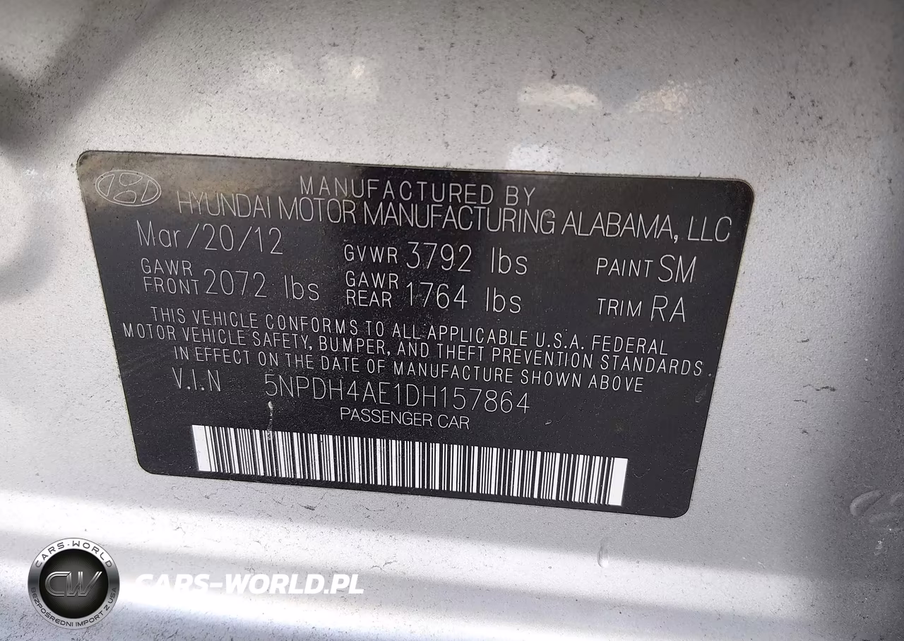 2013 Hyundai Elantra Gls VIN:5NPDH4AE1DH157864 - 9