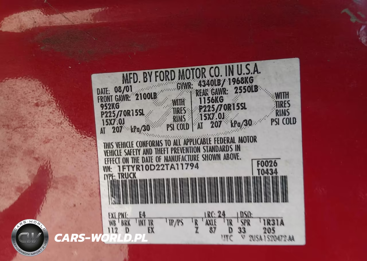 2002 Ford Ranger Xl-Xlt VIN:1FTYR10D22TA11794 - 9