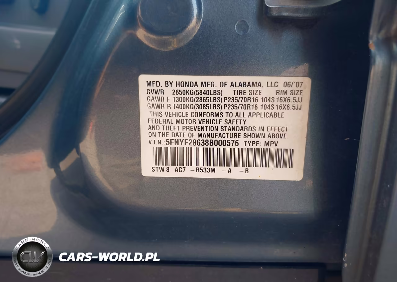 2008 Honda Pilot Ex-L VIN:5FNYF28638B000576 - 9