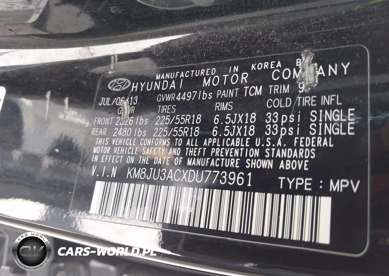 2013 Hyundai Tucson Limited VIN:KM8JU3ACXDU773961 - 9