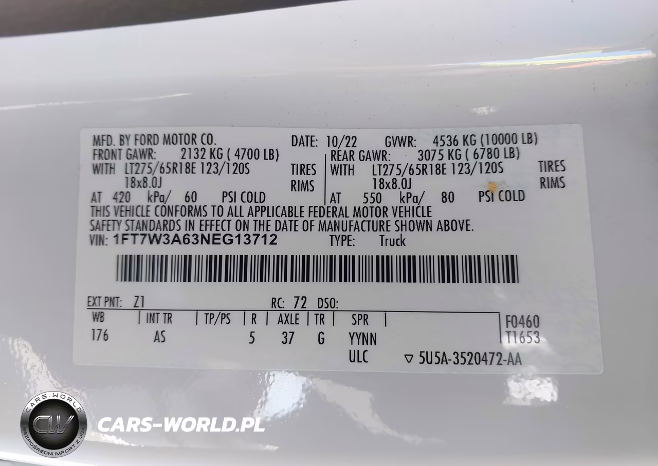 2022 Ford F-350 Xl VIN:1FT7W3A63NEG13712 - 9